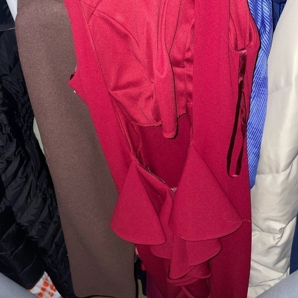 𝅺Stunning Ball Dress, Wine Red, Sequin Hearts - Picture 12 of 12